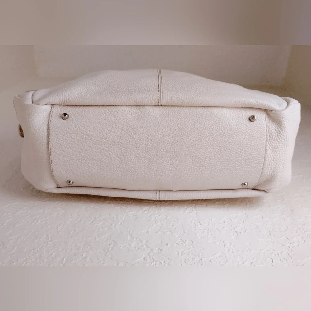 Furla White Pebbled Leather Hobo Bag